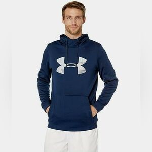 Under Armour Men's Rival Fleece Cold Gear Logo Navy Hoodie Size S
